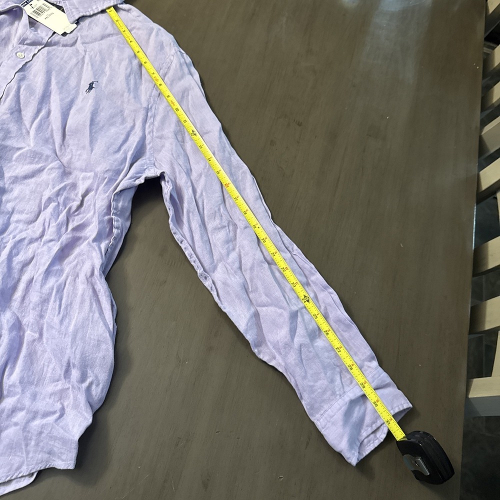 Polo Ralph Lauren Purple LINEN Long Sleeve Relax Fit Button Down Shirt - Picture 8 of 8